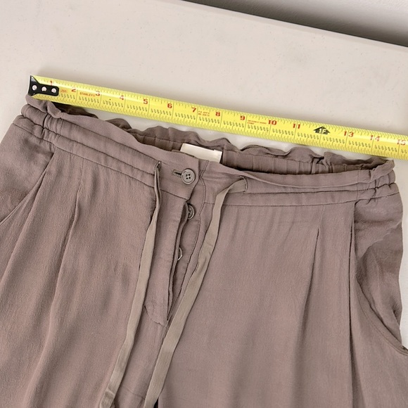 Wilfred Aritzia Marais drawstring button fly cropped pant in mocha brown size M - Picture 10 of 12
